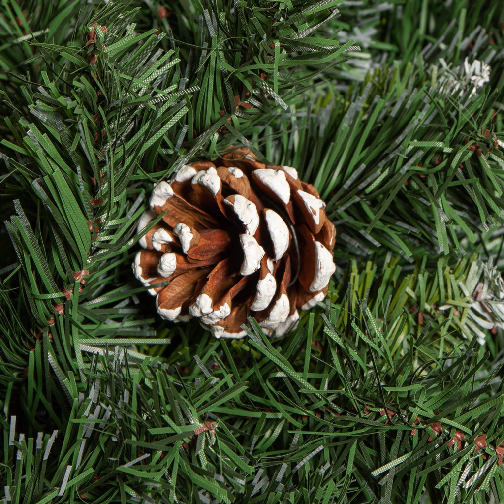 60Cm Snow King Fir Hanging Christmas Wreath with Pinecones and 200 Tips in Green