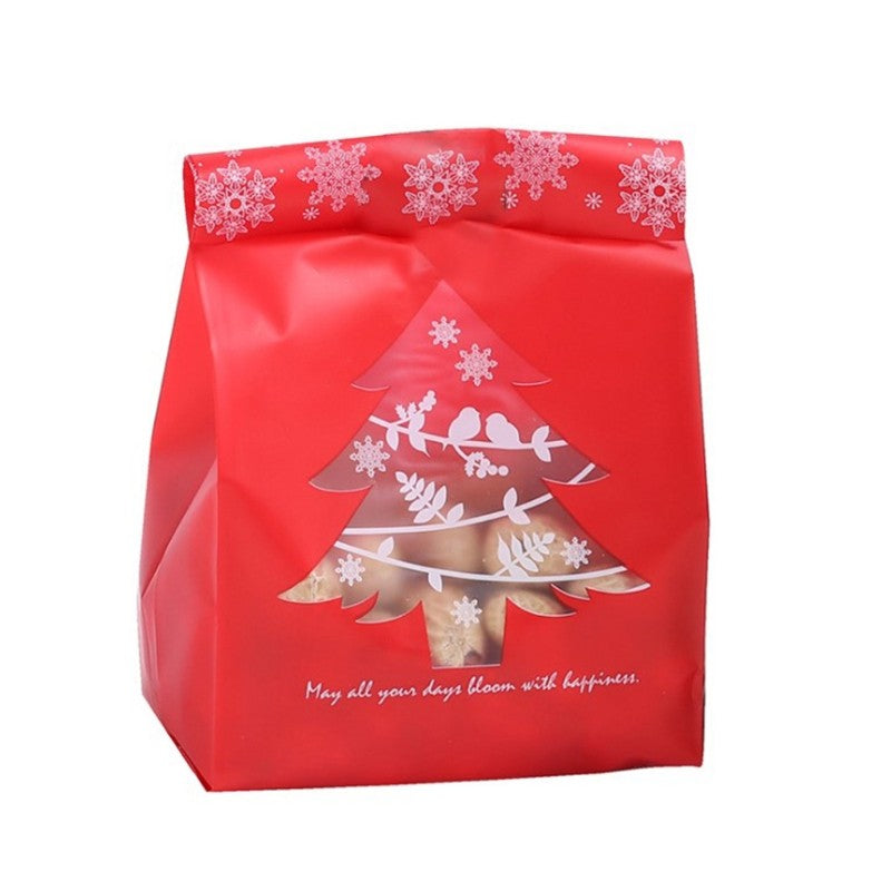 50Pcs Christmas Plastic Candy Bag Snowflake Tree Cookies Packaging Decor