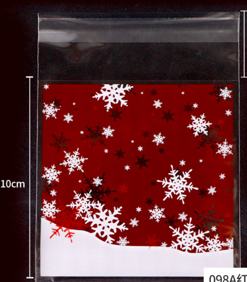 New Christmas 100Pcs Self Adhesive Bag Cookie Candy Gift Packaging Bags 10X10Cm