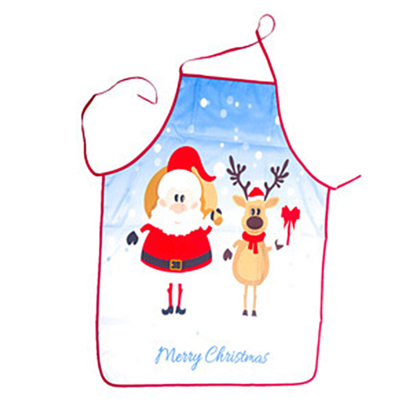 Women Men Christmas Print Apron Kitchen Restaurant Cooking Work Bib Apron Party