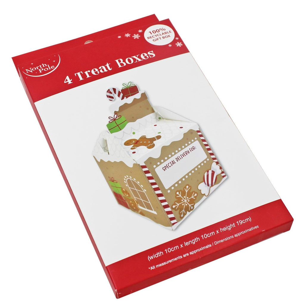 Christmas Gingerbread House Treat Box 4 Pack 19Cm X 10Cm X 10Cm 100% Recyclable