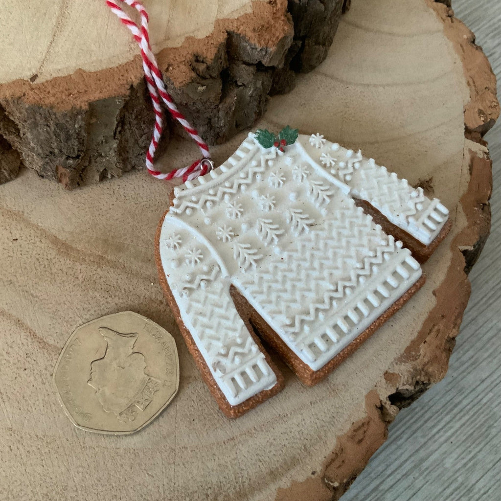 Iced Gingerbread Style Cookie Christmas Decoration Robin Jumper Gisela Graham