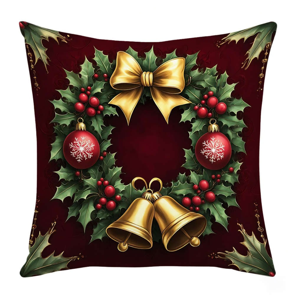 UK Red Merry Christmas Velvet Cushion Cover Xmas Pillow Case Sofa Home Decor 18"