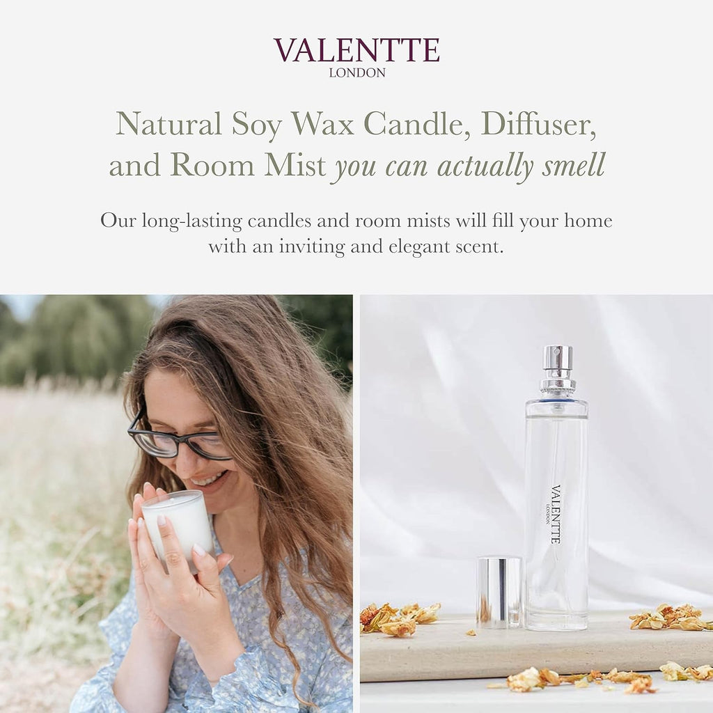 Scented Gift Box with Candle, Reed Diffuser, and Room Mist, Aromatherapy Essential Oils, Long Lasting Fragrance, Made in the UK (Jasmine and Rosewood) (150G, 100Ml, 30Ml) -