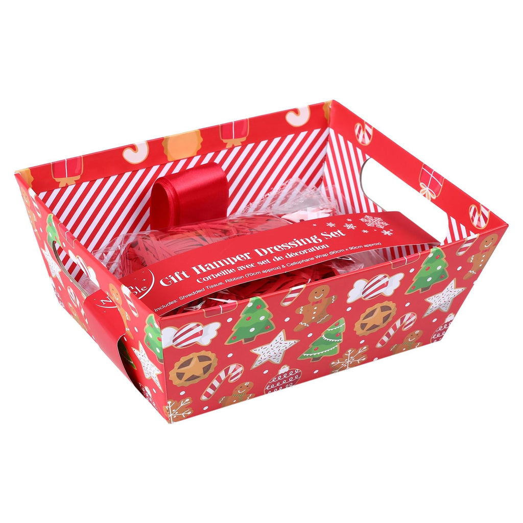Christmas Hamper Basket Kit Gift Box Filling Cellophane Wrap and Ribbon - Choose