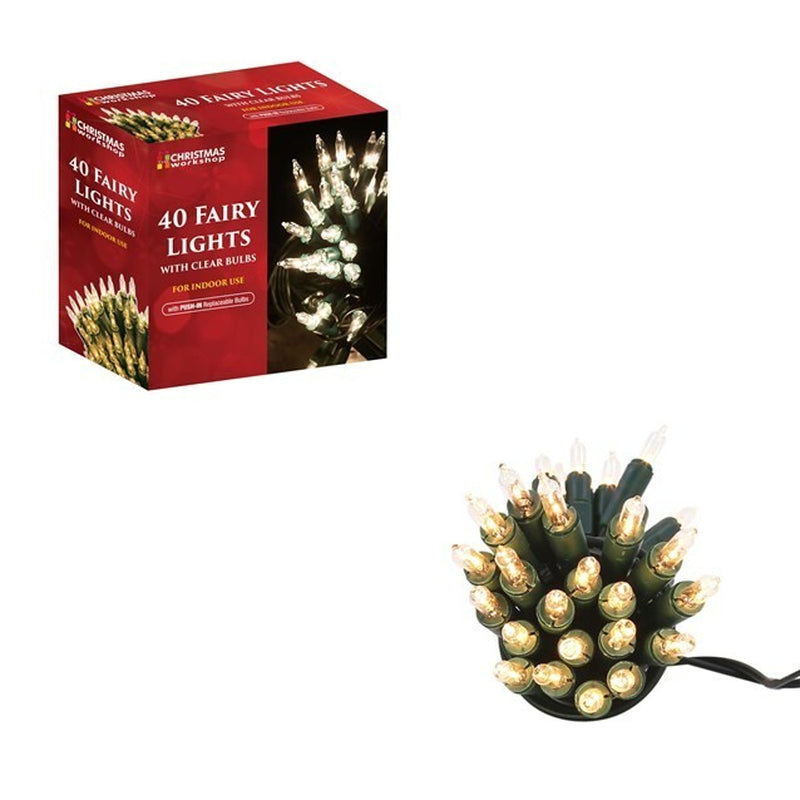 40 SHADELESS CLEAR FAIRY LIGHTS CHRISTMAS XMAS BIRTHDAY PARTY INDOOR TREE 75700