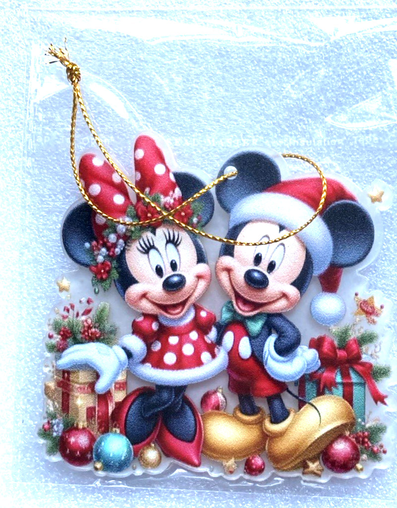 2D Acrylic Christmas Hanging Decoration - Mickey & Minnie - New
