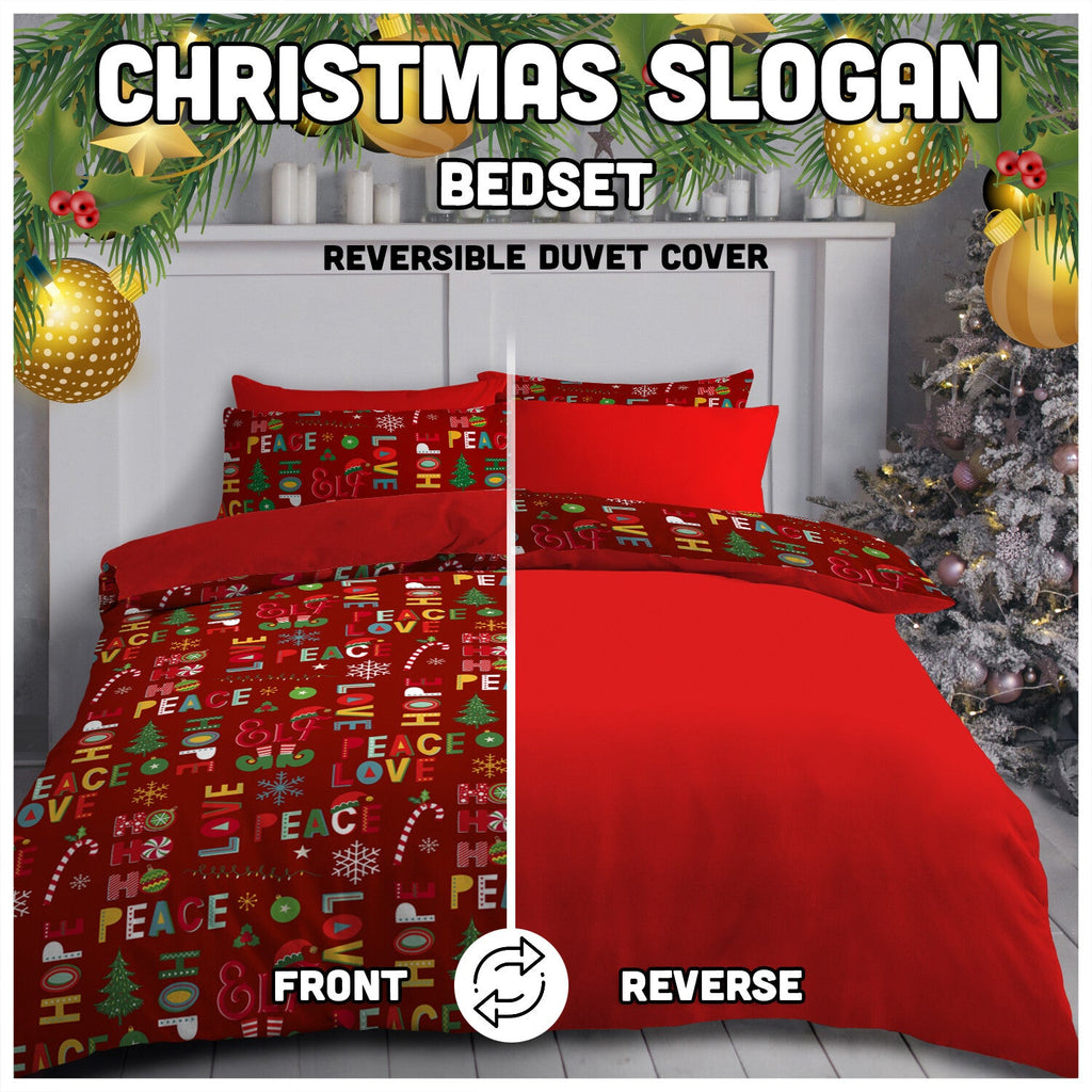 Christmas Duvet Cover Teddy Bedding Reversible Quilt Set Single Double Size UK