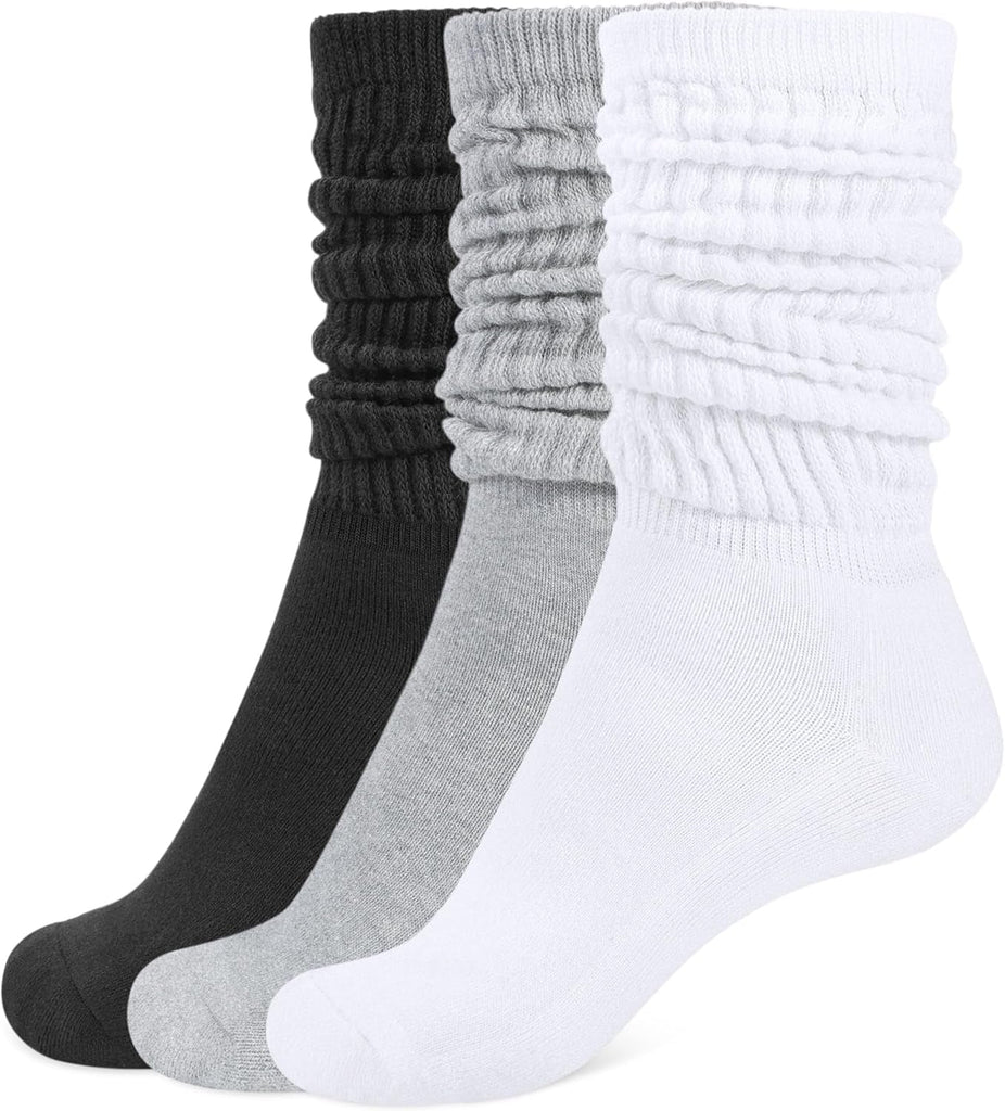 Womens Calf Socks Slouch Socks Extra Long Knee High Scrunch Stacked Sock Cotton Boot Socks for Women Girls One Size
