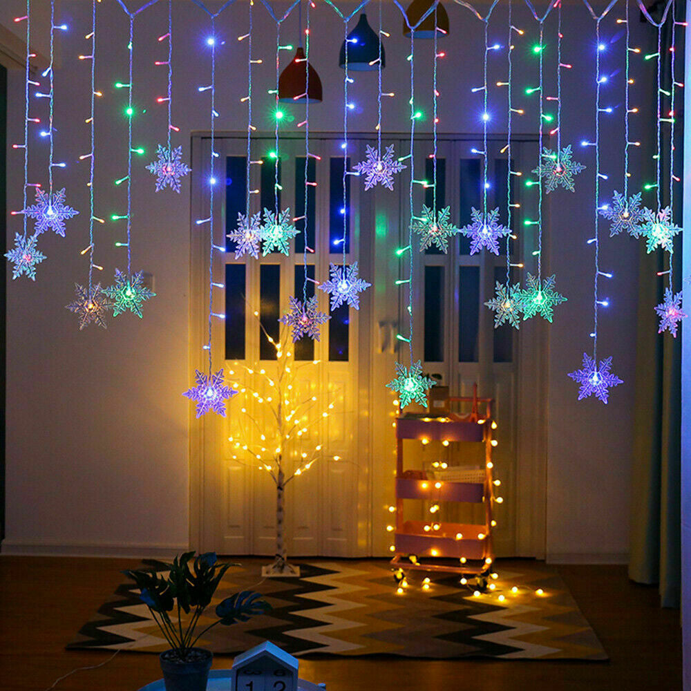 Christmas Curtain Lights Fairy Waterproof Indoor/Outdoor Wedding Plastic Cable