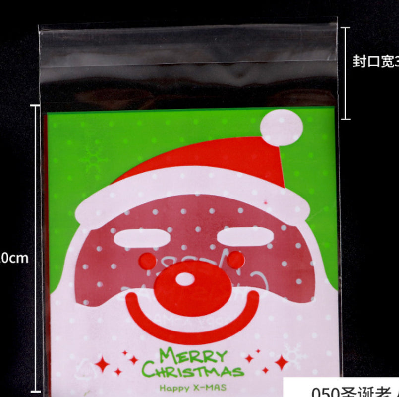 New Christmas 100Pcs Self Adhesive Bag Cookie Candy Gift Packaging Bags 10X10Cm