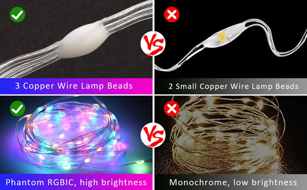 10M 15M SMART RGBIC LED FAIRY STRING LIGHT REMOTE BLUETOOTH APP USB WATERPROOF