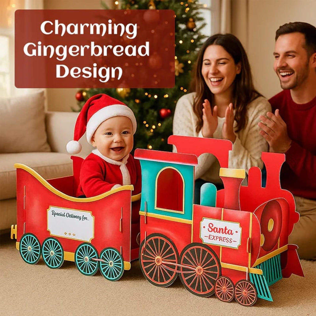 60Cm Santa Express Christmas Train Gift Holder Xmas Present Box Cardboard Train