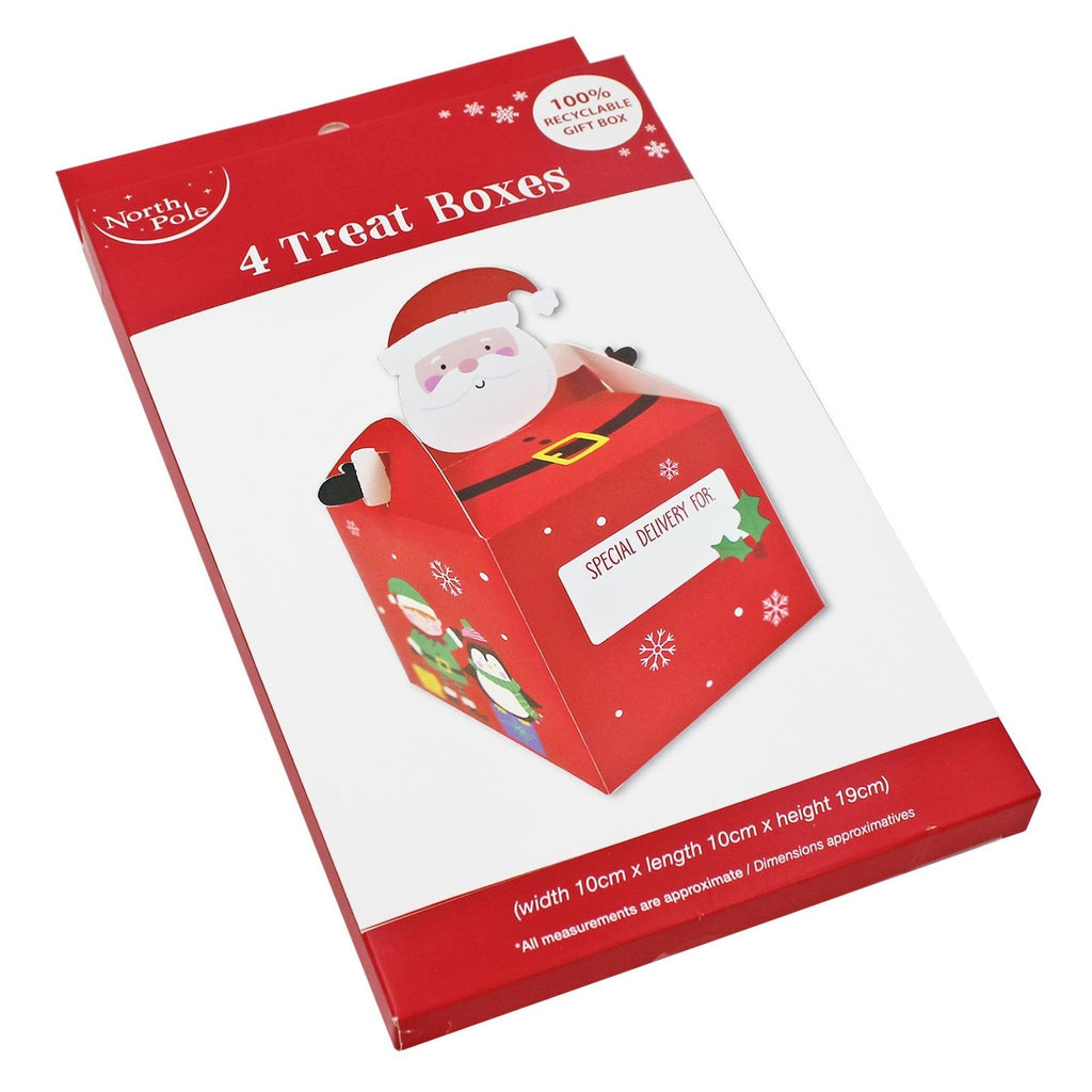 Christmas Santa Treat Boxes 4 Pack 19Cm X 10Cm X 10Cm 100% Recyclable