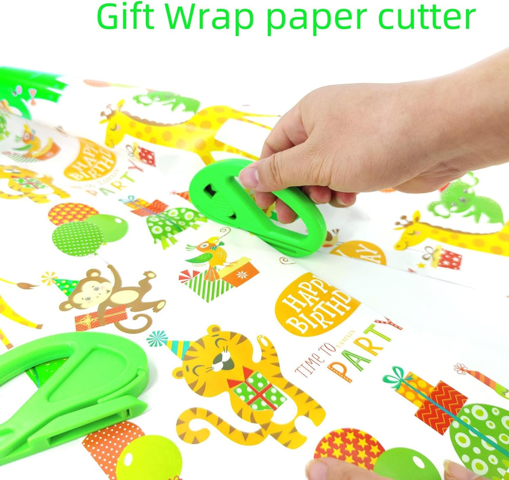 2 Pcs Gift Wrapping Paper Cutter with 10 Pcs Replaceable Replacement, Sliding Gift Wrap Paper Tool