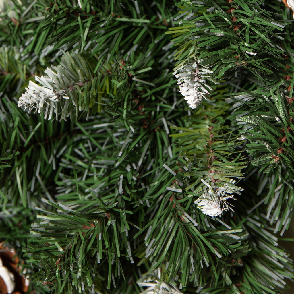 60Cm Snow King Fir Hanging Christmas Wreath with Pinecones and 200 Tips in Green