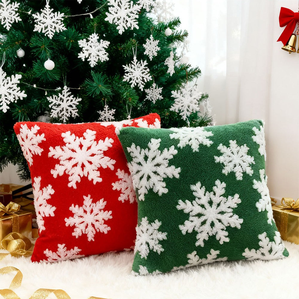 UK Christmas Santa Snowflake Cushion Plush Pillow Case Christmas Home Decor 2PCS