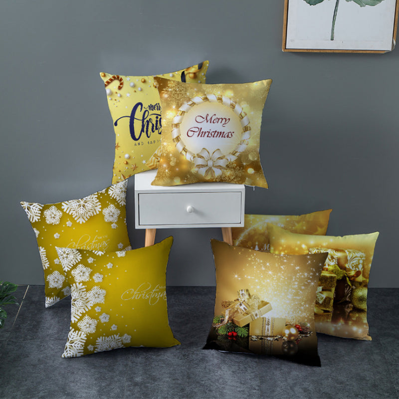 NEW 2025 CHRISTMAS NEW YEAR POLYESTER CUSHION COVER PILLOW CASE HOME SOFA DECOR