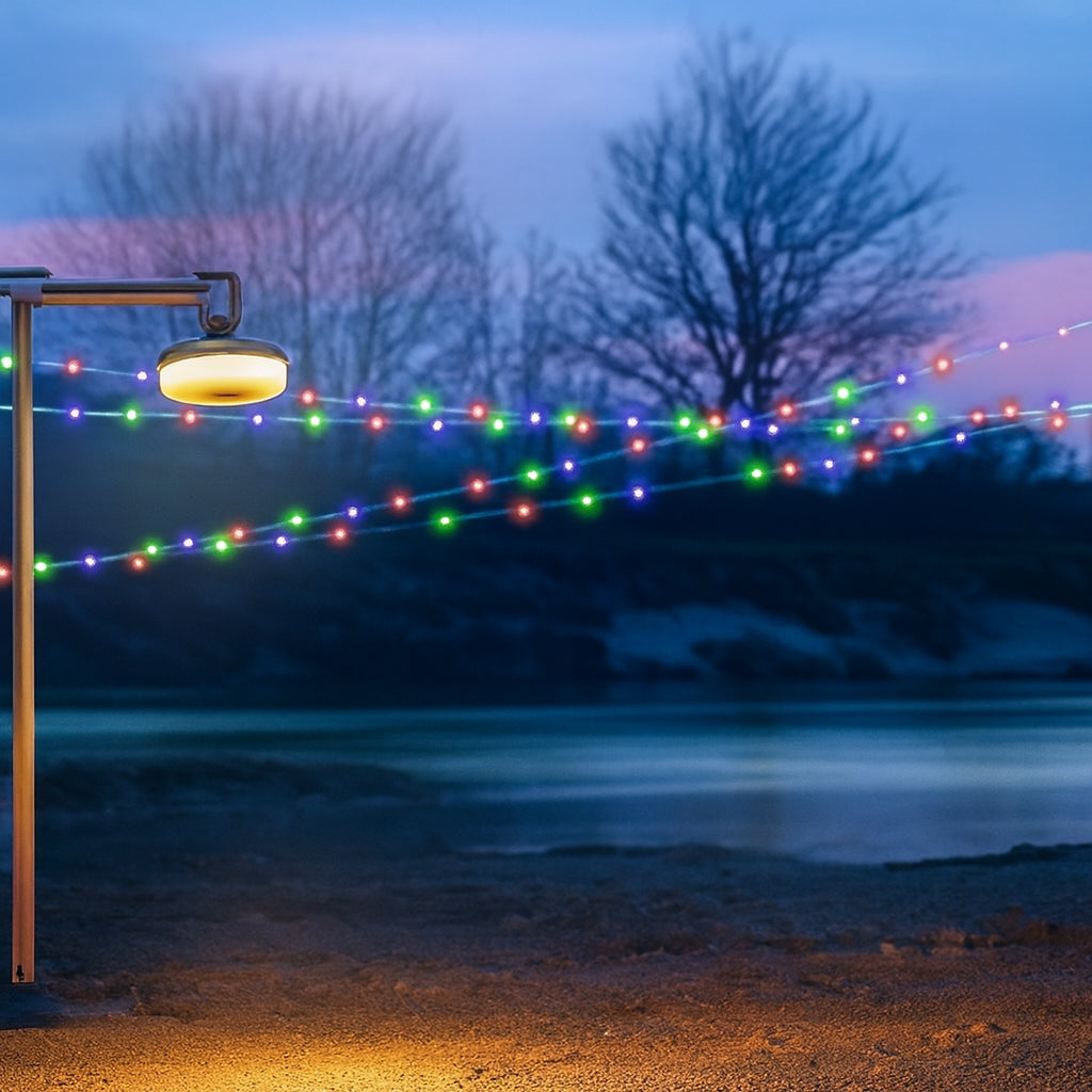 2 Pack 10M Camping Lantern with String Lights USB Rechargeable Xmas Gift Decor