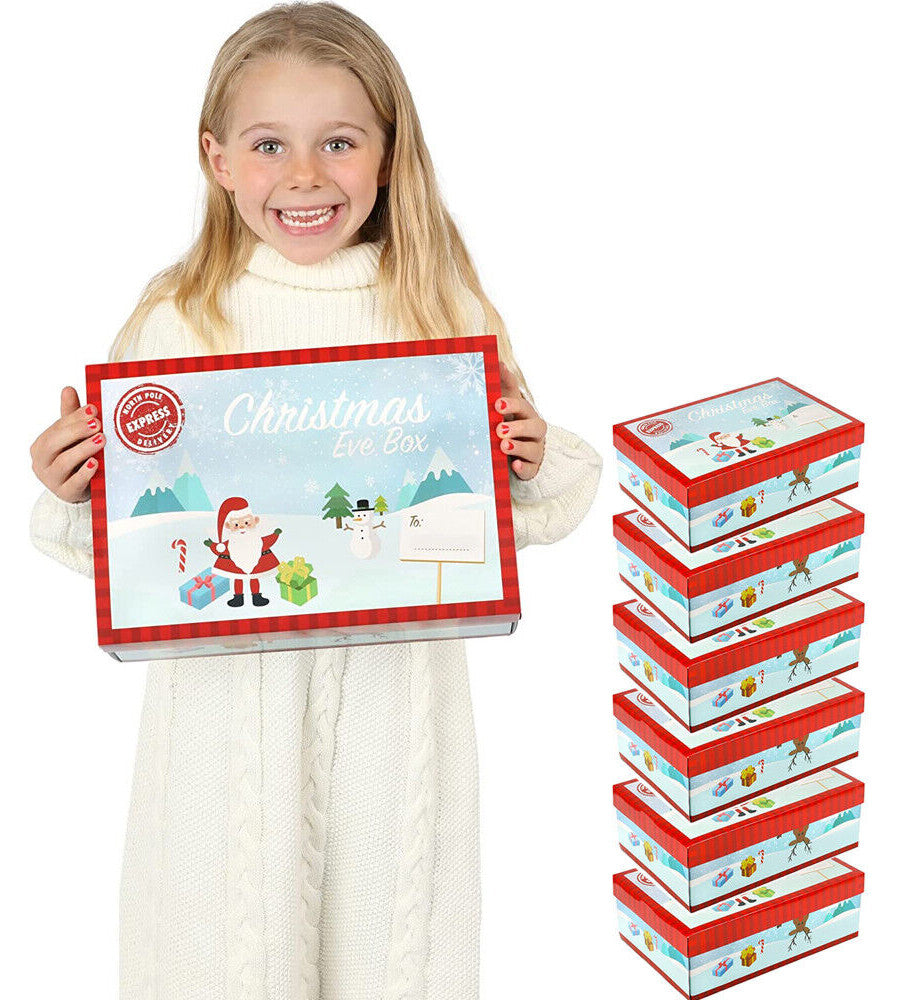 PACK of 6 CHRISTMAS EVE BOX CHRISTMAS GIFT BOX XMAS WRAPPING 32 X 21 X 11Cm
