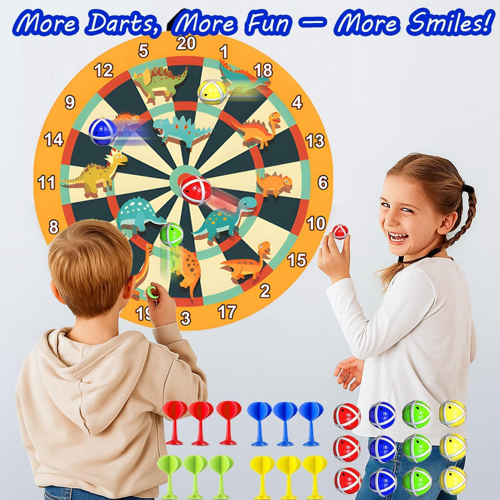 29 Inches Kids Dart Board Set,Double Sided Dart Board Dinosaur Toys for Boys with 12 Sticky Balls 12 Darts Indoor & Outdoor Party Games Toys Gifts for 3 4 5 6 7 8 9 10 11 12+ Year Old Boys Girls