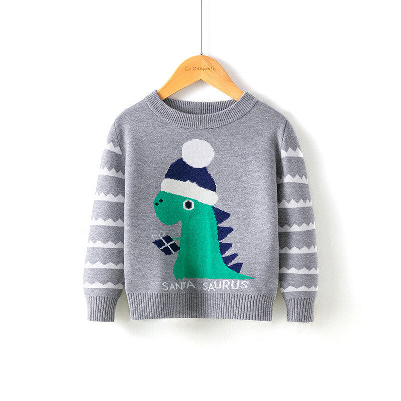 Children'S Christmas Sweater Dinosaur Bottoming Pullover Sweater