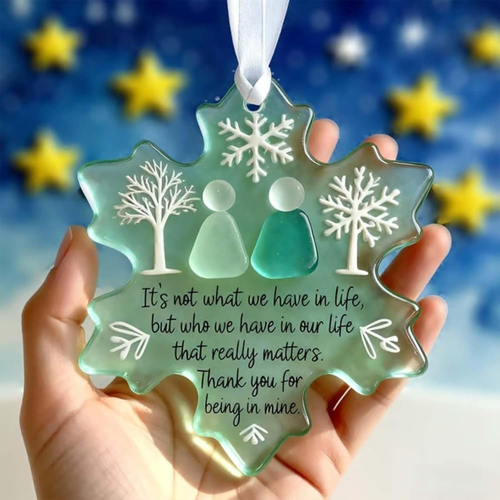 Snowflake Shaped Sea Glass Friendship Decor Christmas Tree Hanging Ornament