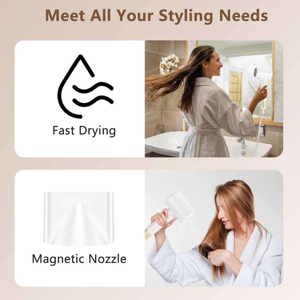 Hair Dryer Ionic, 2200W Professional Ionic Hairdryer, 110,000 RPM High-Speed Blow Dryer Motor for Fast Drying, 400 Million, HD Display, anti Frizz, Brushless Hairdryers for Women & Man