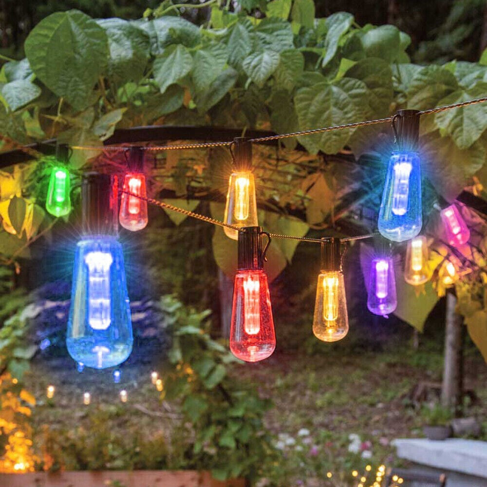 10 LED Solar Powered Retro Bulb String Lights Garden Outdoor Fairy Party Lamp