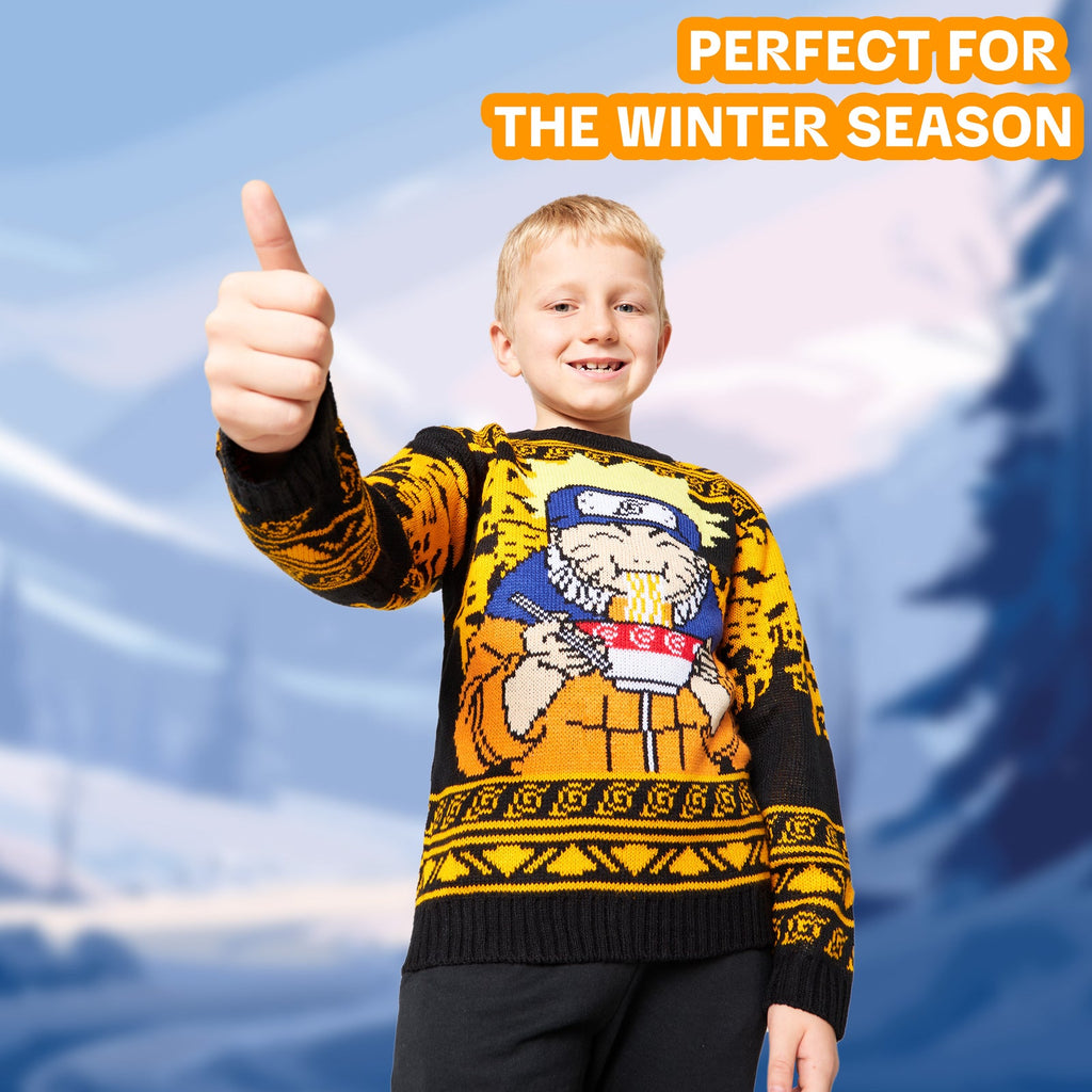 Naruto Kids Christmas Jumper Crew Neck Long Sleeves Sweater Warm Top Cosy