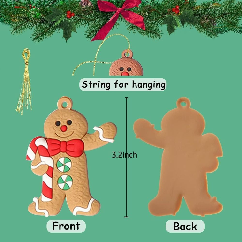 12Pcs Home Decoration Xmas Tree Ornament Gingerbread Man New Year Decor