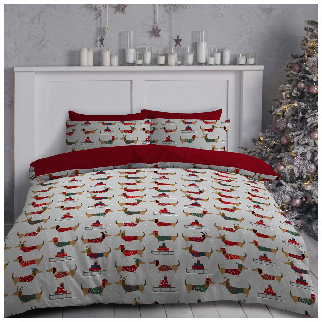 Christmas Duvet Cover Teddy Bedding Reversible Quilt Set Single Double Size UK