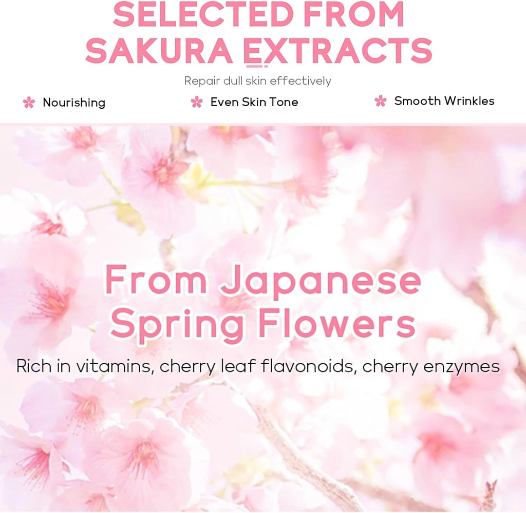 Sakura Skin Care Sets & Kits, Girls Pamper Set, Face Care Sets for Women, 20PCS Teenage Girls Gifts - Cleanser, Serum, Eye Cream, Face Cream, Hand Cream, Sleeping Mask, Mud Mask - Japanese Skincare