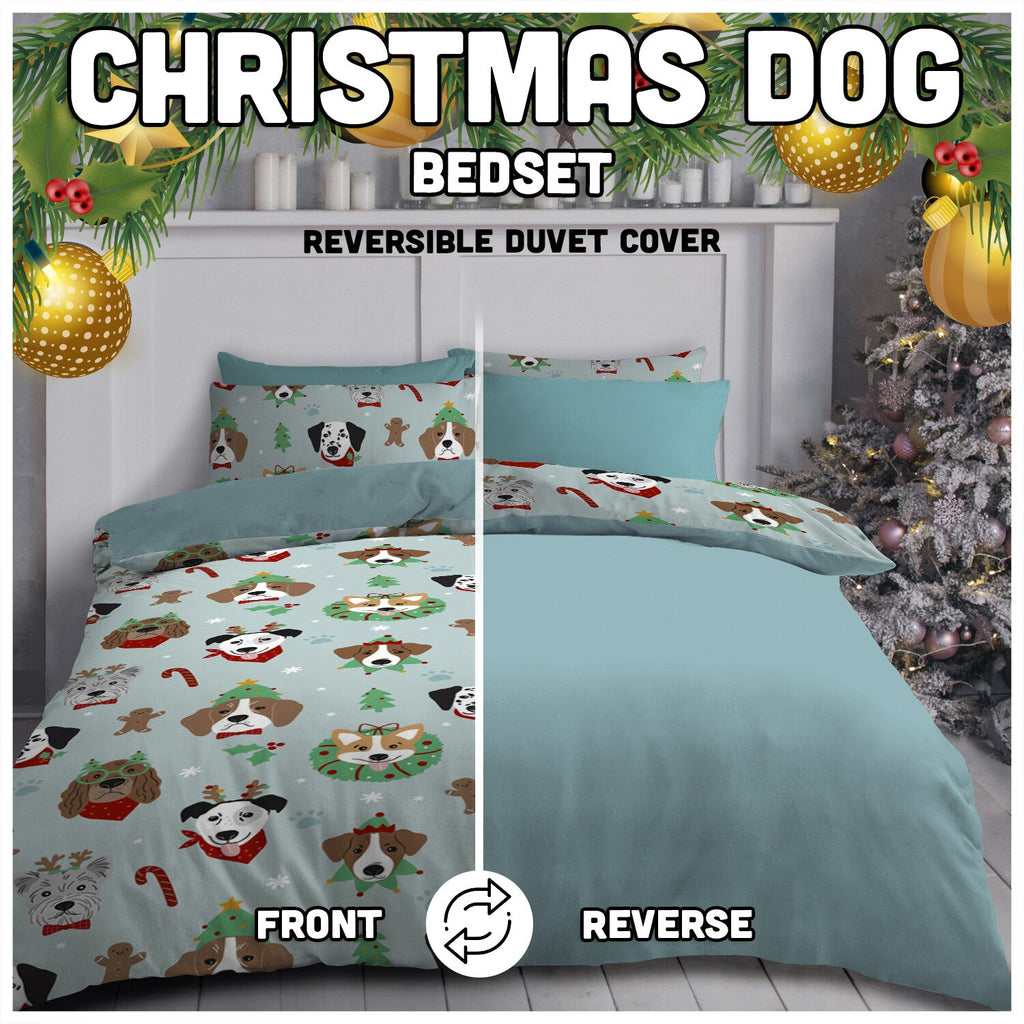 Christmas Duvet Cover Teddy Bedding Reversible Quilt Set Single Double Size UK