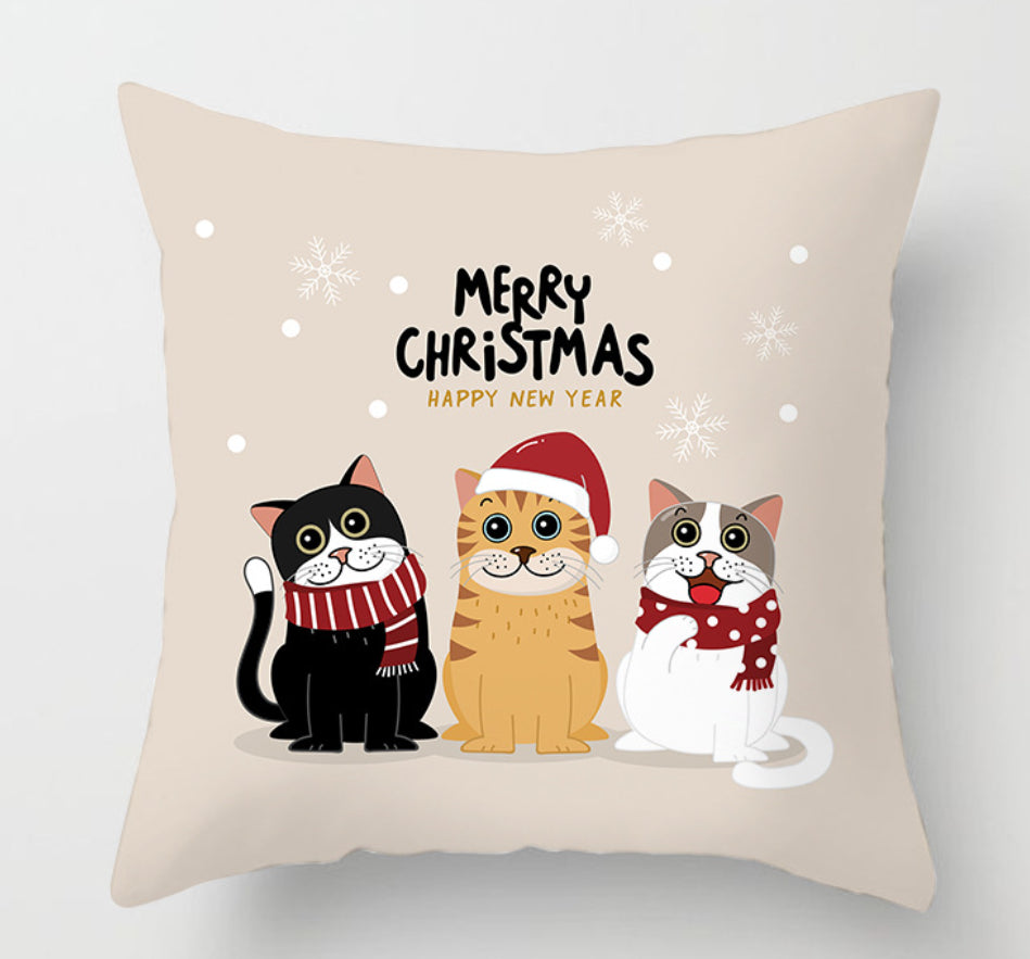 NEW 2025 CHRISTMAS NEW YEAR POLYESTER CUSHION COVER PILLOW CASE HOME SOFA DECOR