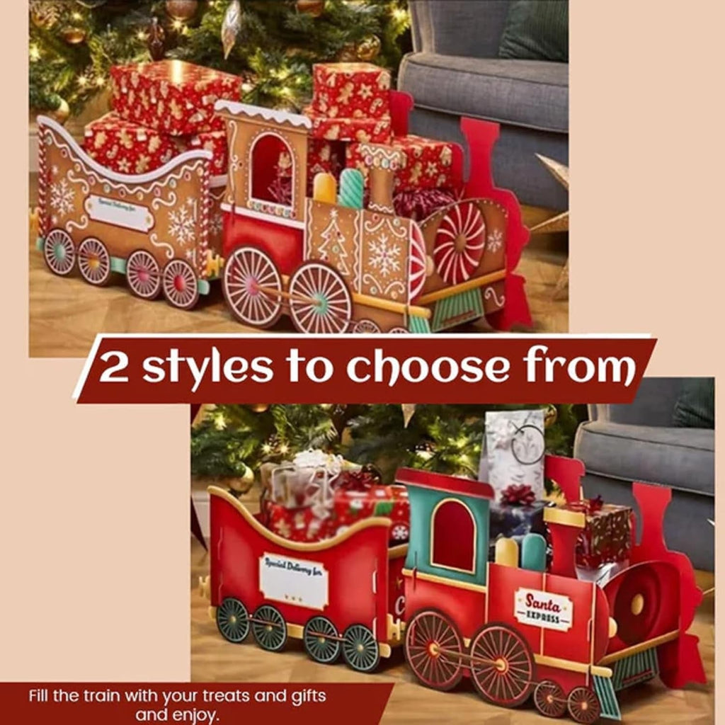 60Cm Santa Express Christmas Train Gift Holder Xmas Present Box Cardboard Train