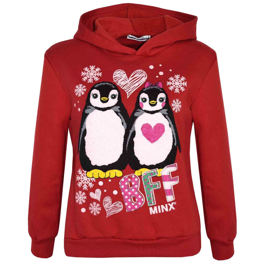 Kids Girls Boys Christmas Jumper Novelty Penguin BFF Print Xmas Sweater 7-13 Yr2