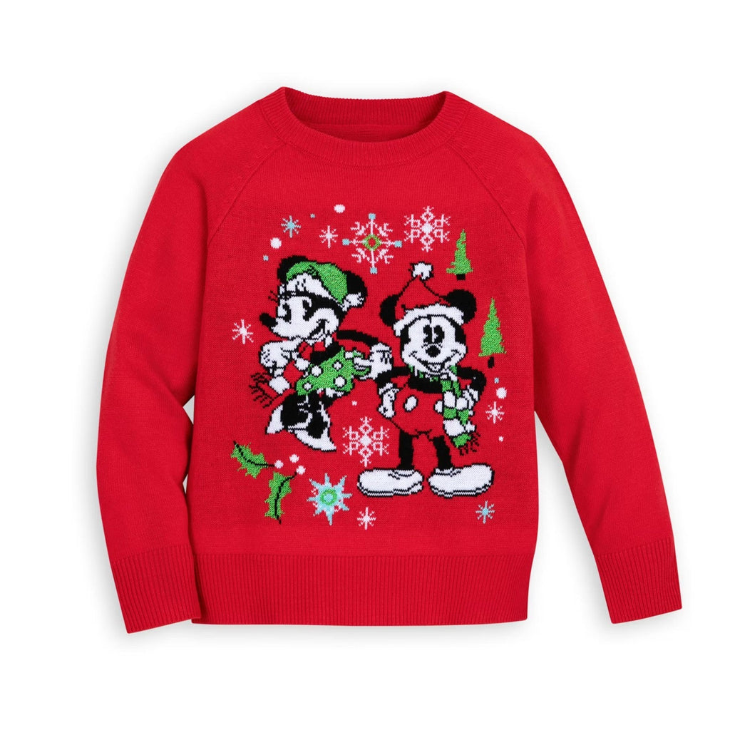 Kids Mickey & Minnie Mouse Christmas Jumper Sweater - Festive Holiday Disney Top