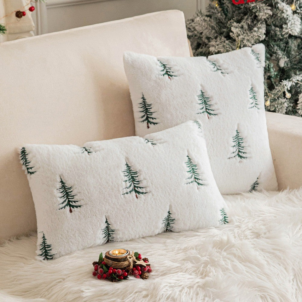 Christmas Tree Pattern Throw Pillow Cover Cozy Pillow Case Soft Cushion Cover