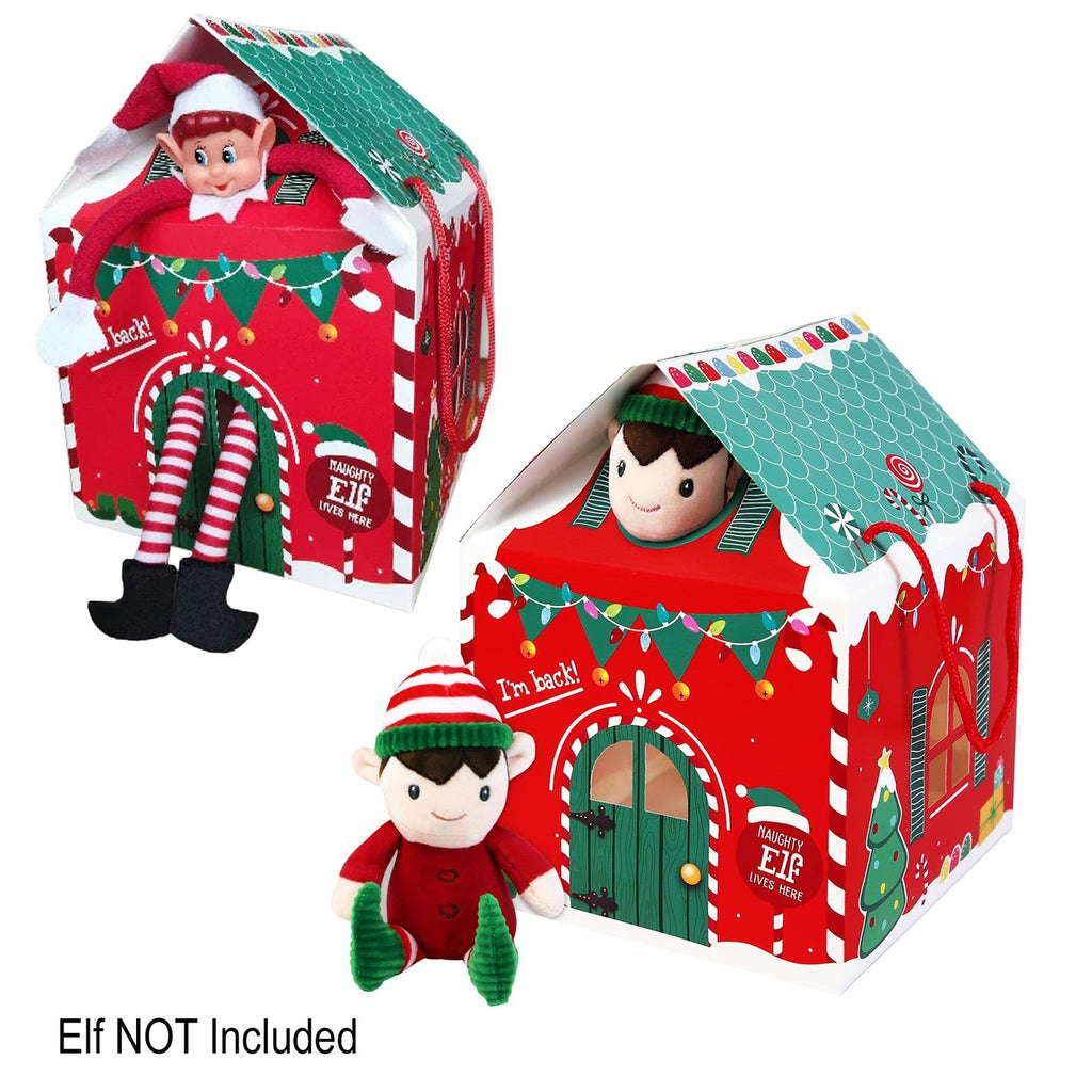 Christmas Elf Arrival Box with Handles House Shape 20Cm X 20Cm X 27Cm