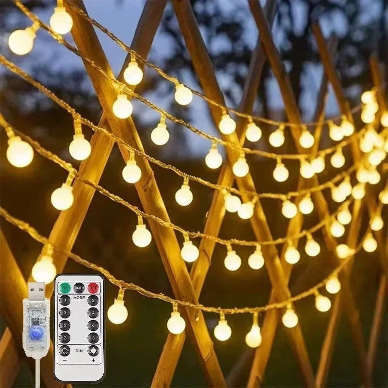LED Globe Bulb Ball Fairy String Indoor Lights Battery Powered Outdoor Light