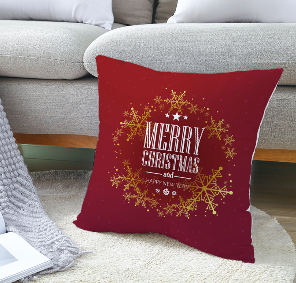 NEW 2025 CHRISTMAS NEW YEAR POLYESTER CUSHION COVER PILLOW CASE HOME SOFA DECOR