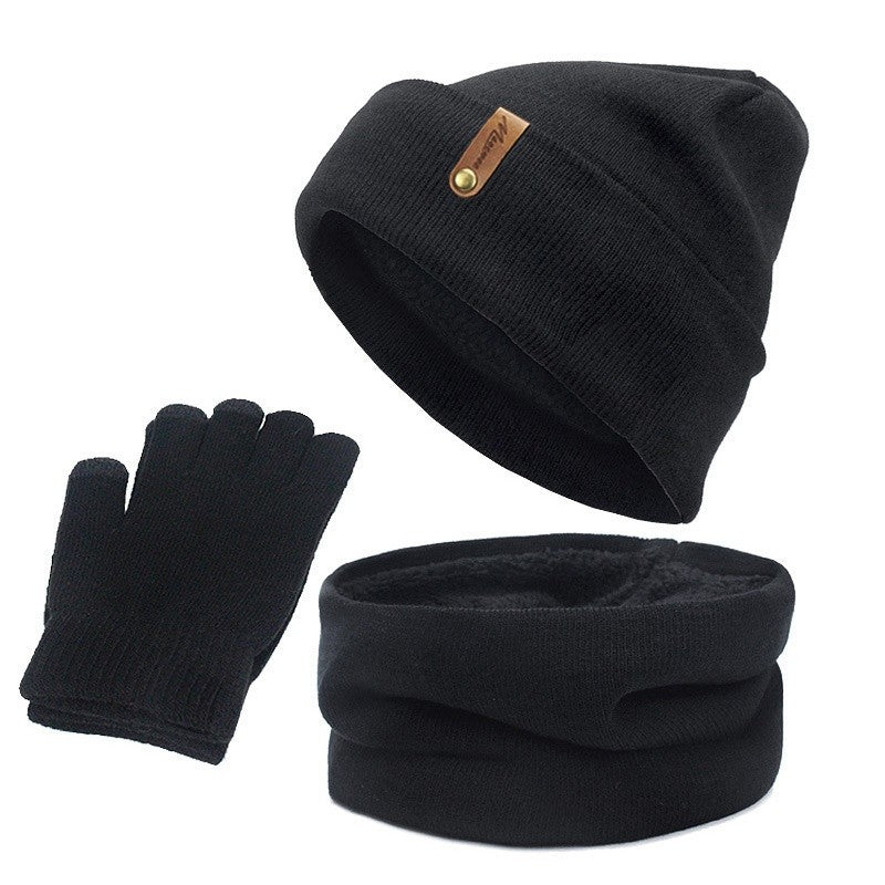 New Winter Warm Fleece Lined Knitted Beanie Hat Scarf Gloves Set for Women Men
