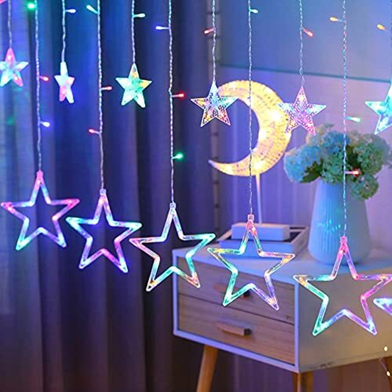 Christmas Multi Colour Twinkling Stars Fairy String Lights Window Xmas Decor
