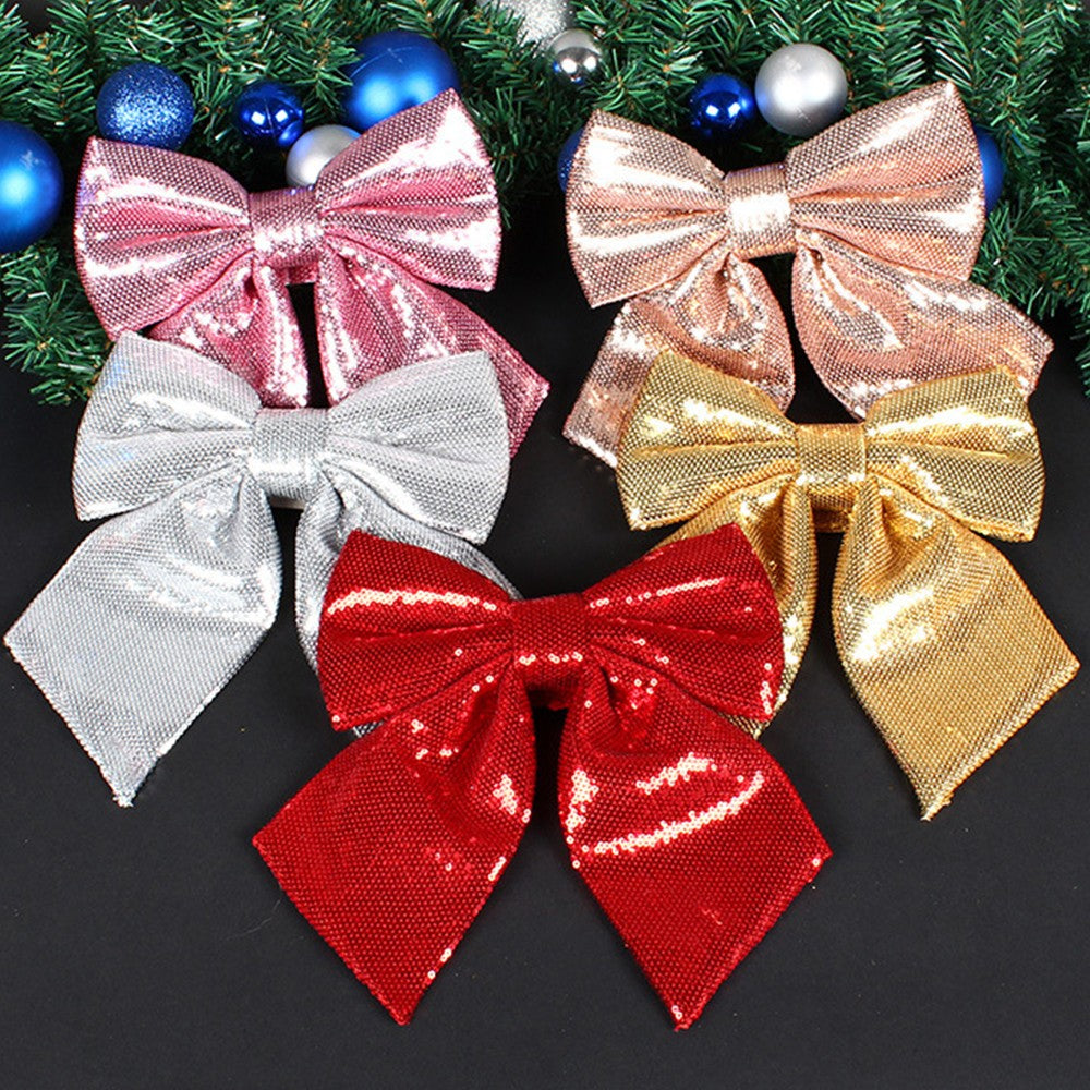 Large Glitter Christmas Bow Elegant Bowknot Ornaments Christmas Tree Decorations