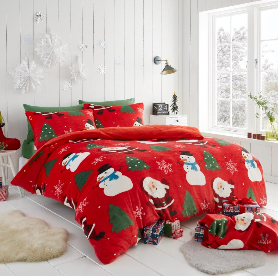 Christmas Duvet Cover Teddy Bedding Reversible Quilt Set Single Double Size UK