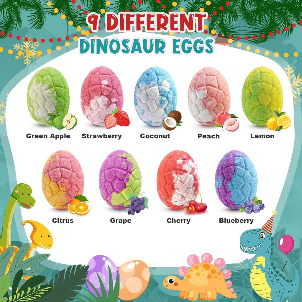 Gifts for Kids Dinosaur Bath Bombs, 9 Pack Natural and Organic Dino Bath Bombs Bubble Bath Gift Set, Perfect Birthday Gifts for Boys Girls 3-12