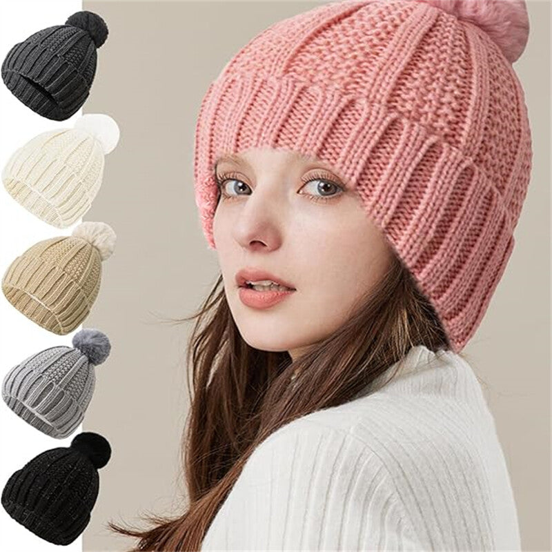 Womens Girls Thick Knit Hat Scarf and Touchscreen Gloves Set Knitted Winter Gift