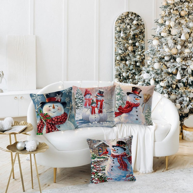 4 Pack Christmas Pillow Cushion Cover Sofa Couch Pillowcases for Xmas Decor 18''