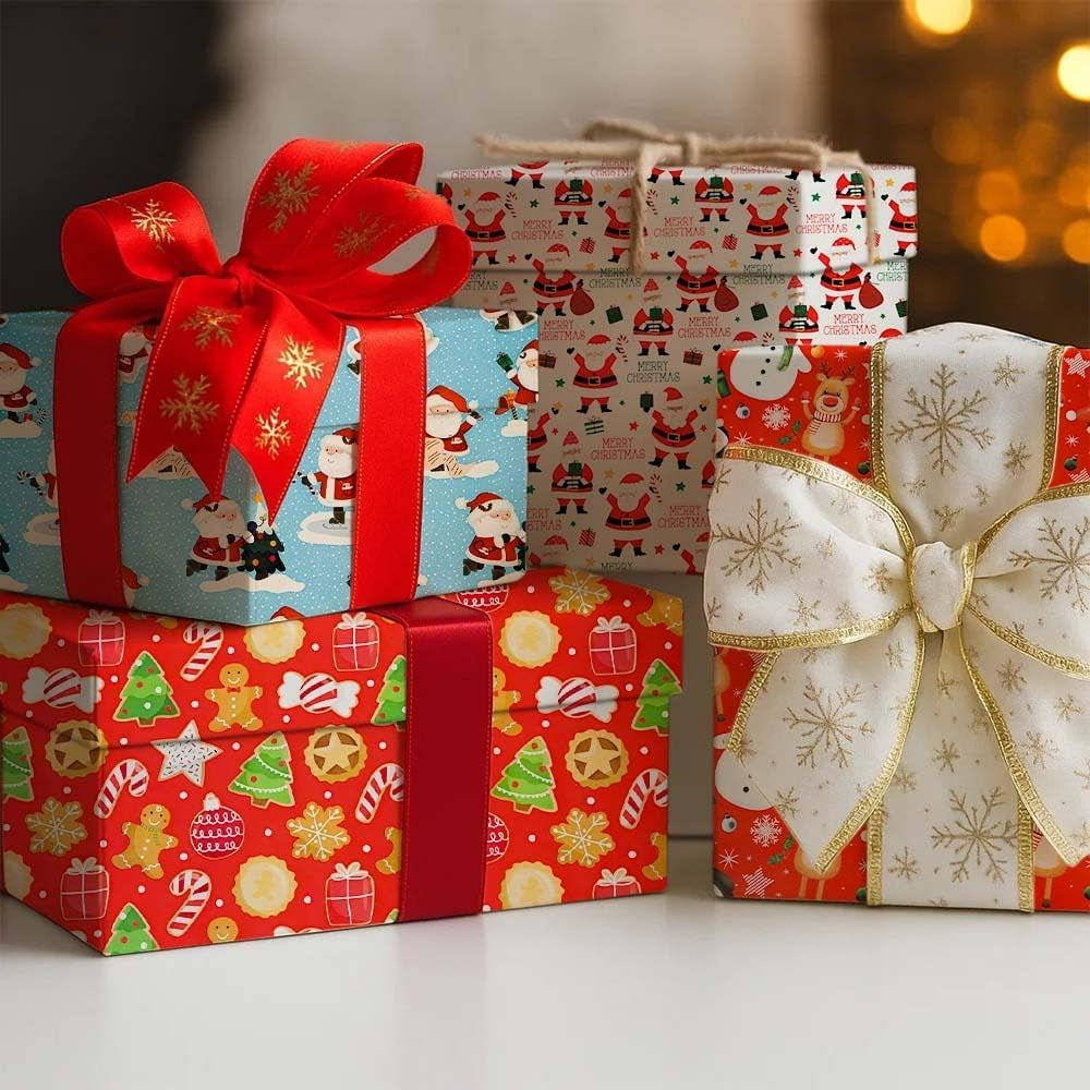 4 X 7M Cute Christmas Wrapping Paper Roll Perfect for Xmas Festive Decoration